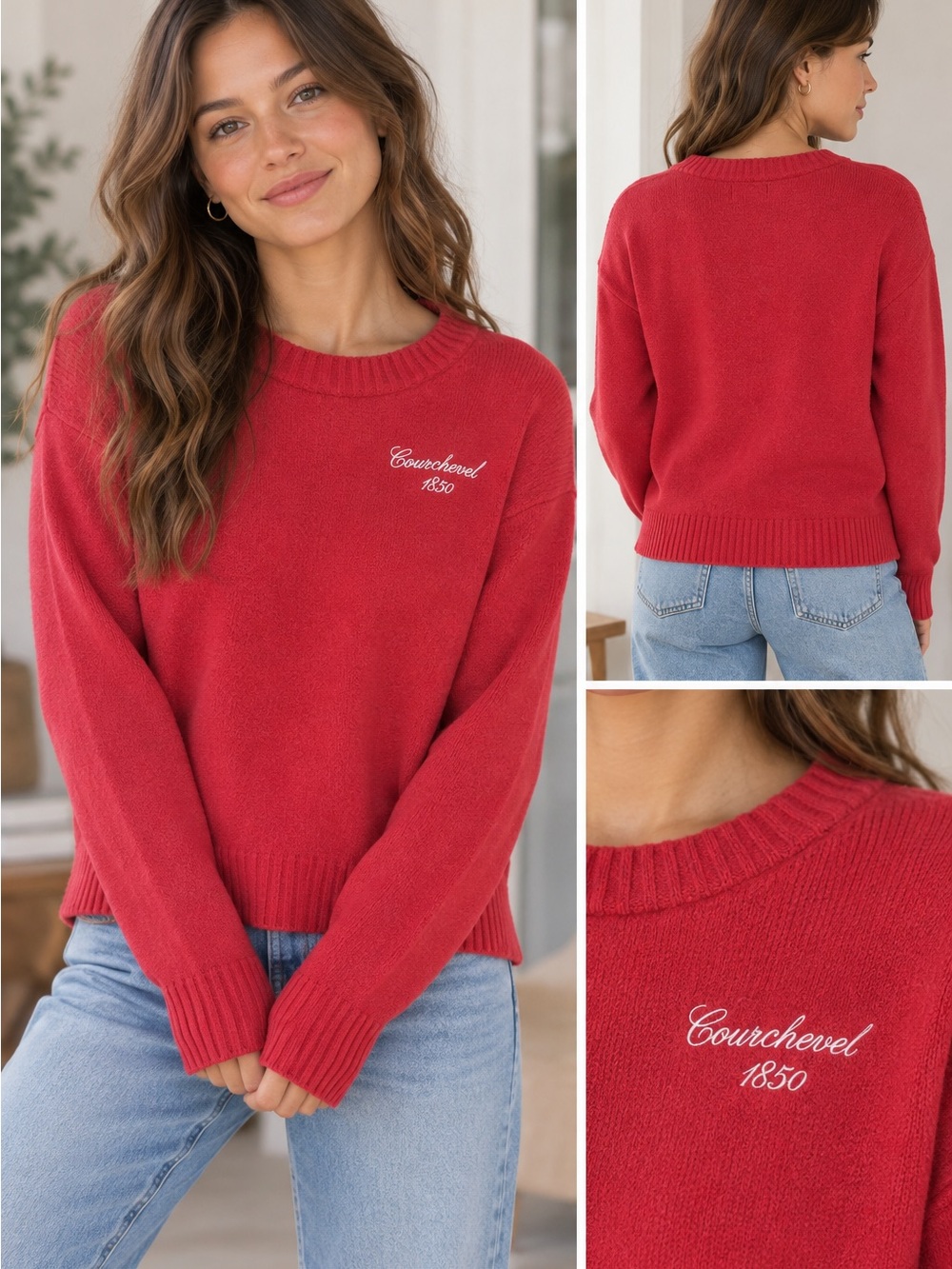 Universal Thread Red Crewneck Sweater with Script Logo -SUPER soft